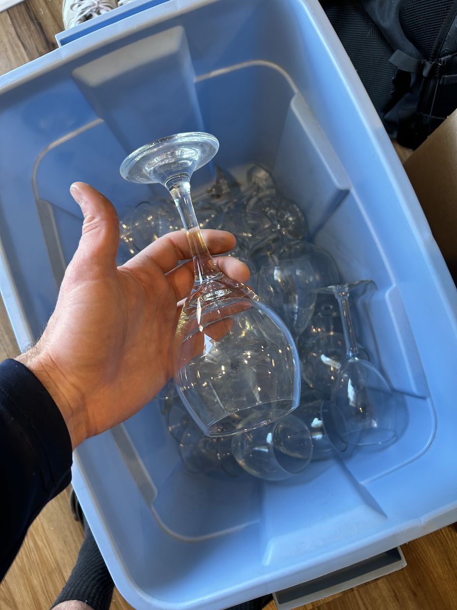 Bulk bin Of Nice Wine Glasses