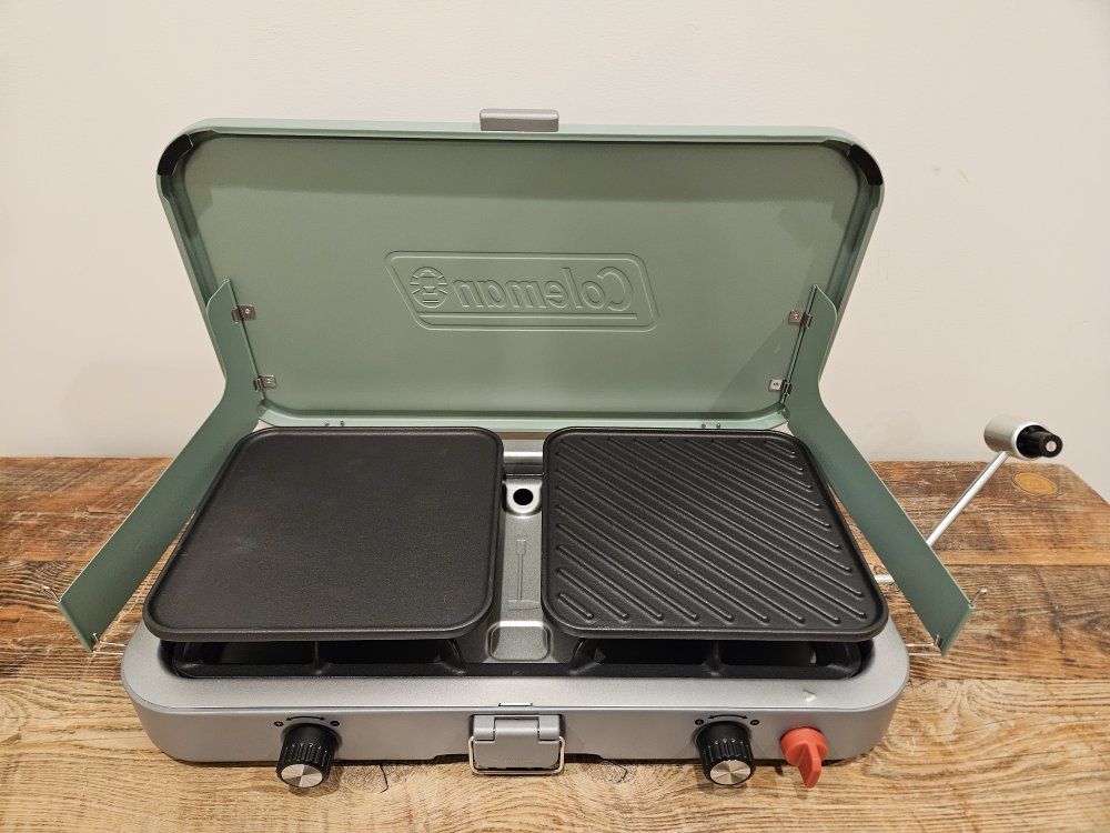 Coleman Cascade dual burner griddle and stove top.
