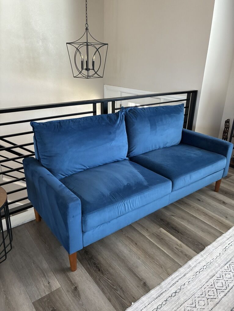Blue Velvet Couch And Loveseat