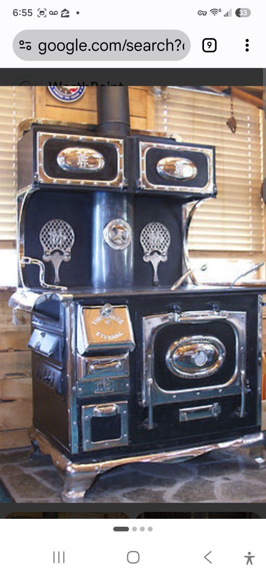 Antique Wood Burning Cook Stove with Oven - Rustic Farmhouse Appliance