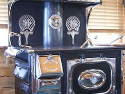 Antique Wood Burning Cook Stove with Oven - Rustic Farmhouse Appliance