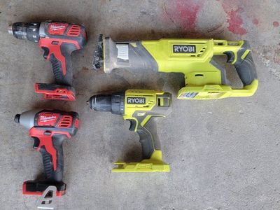 Milwaukee and Ryobi Tool set. Average price listed.