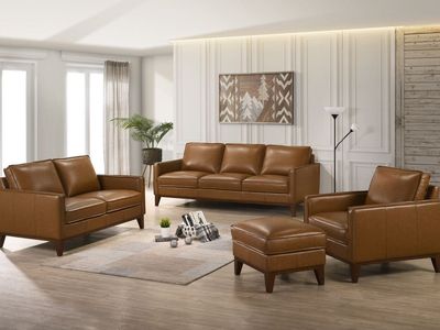 BRAND NEW! Top Grain Leather Caramel Sofa