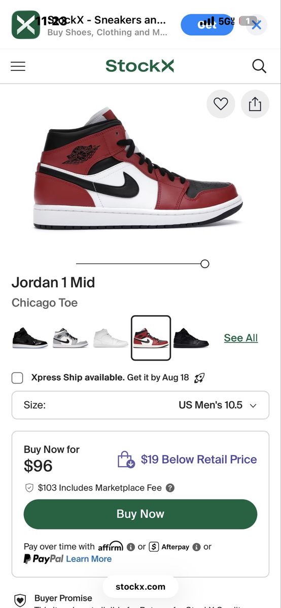 Nike Air Jordan Retro 1 Mid Casual Shoes - Red, Black, White - Men's