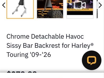 HogWorkz Chrome Detachable Havoc Sissy Bar Backrest for Harley Touring '09-'26