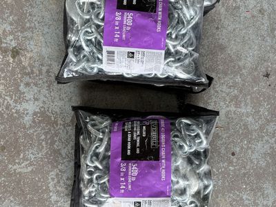 4 Packs Everbilt 3/8 in. x 14 ft. Grade 43 Logging Chains with Hooks 5,400 lbs. Capacity