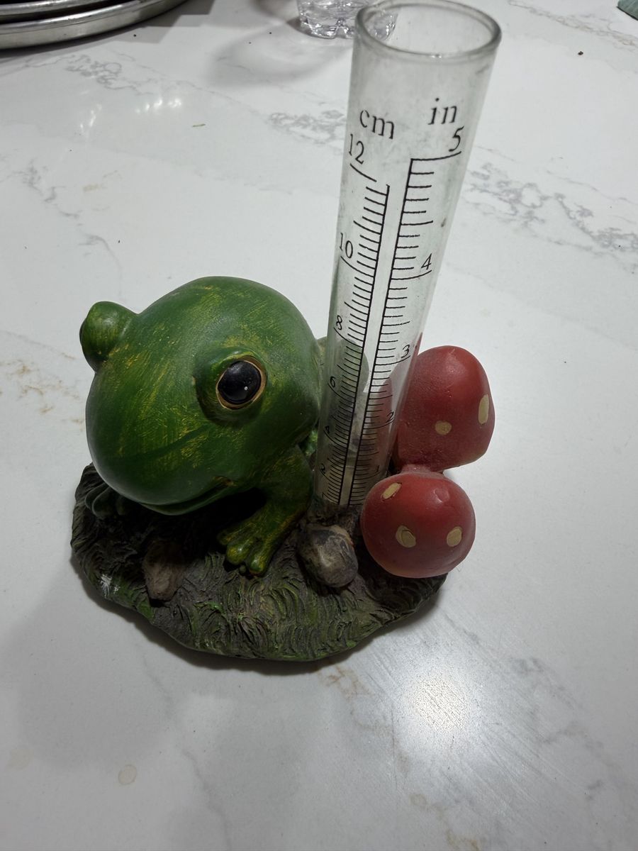 Frog & Mushroom Decorative Rain Gauge - 5-inch / 12cm Measurement