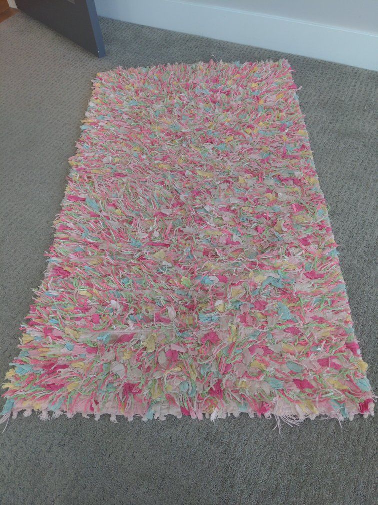 Colorful Shag Area Rug - Pink, Yellow, Blue Mixed Colors