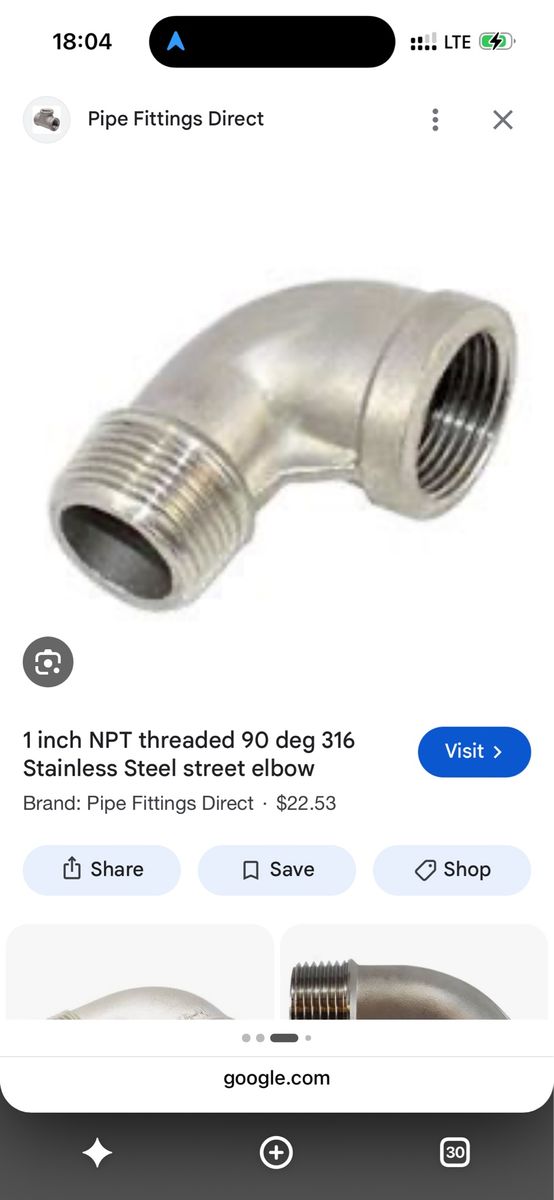 Stainless Steel 1in ST 90s
