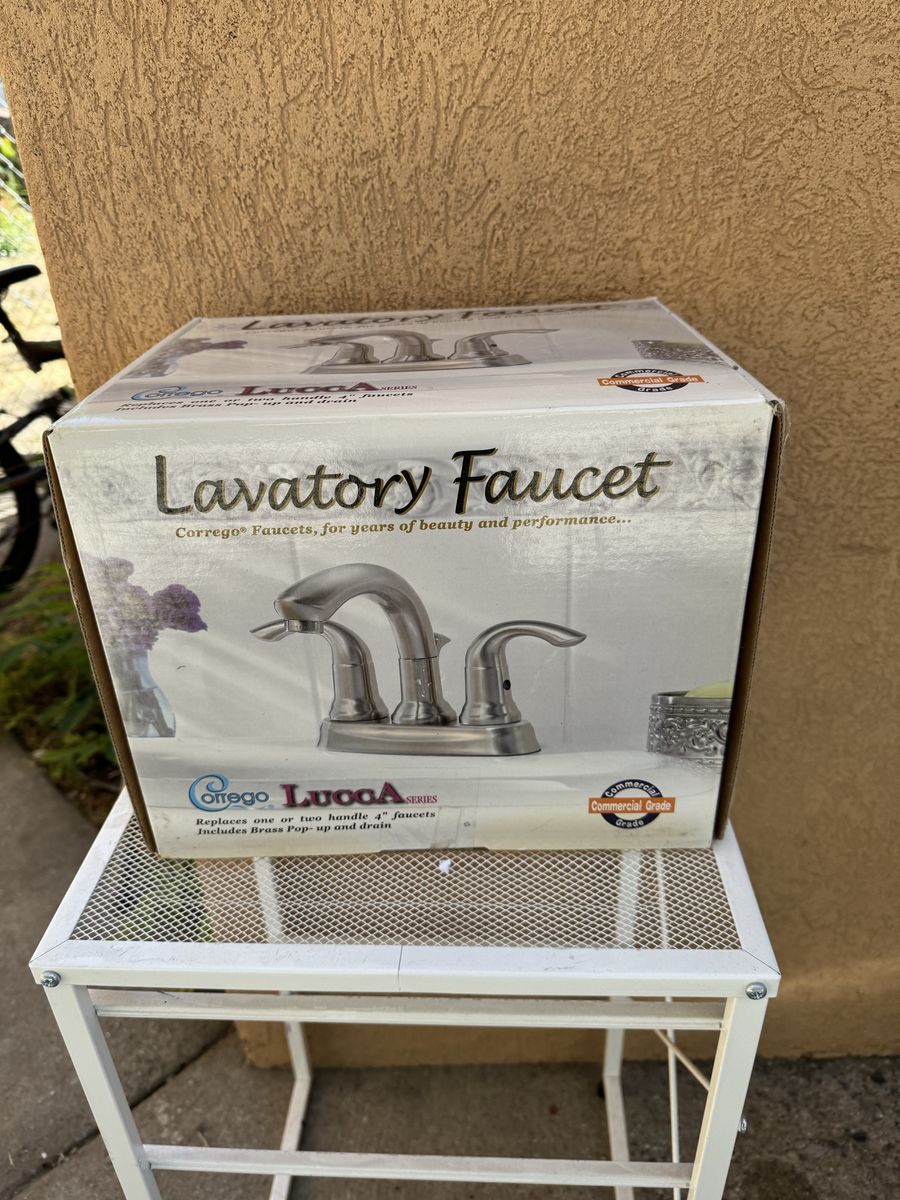 New Corregio Lucca Series Lavatory Faucet - Brushed Nickel 2-Handle 4" Faucet with Brass Pop-Up Drain