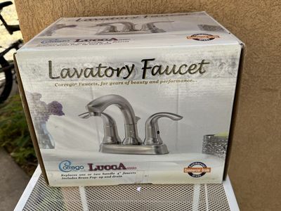 New Corregio Lucca Series Lavatory Faucet - Brushed Nickel 2-Handle 4" Faucet with Brass Pop-Up Drain