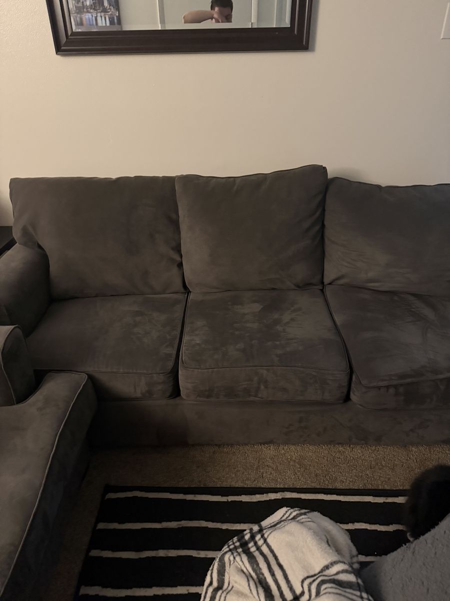 Charcoal Gray Fabric Couch Sectional