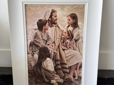 "Perfect Love" Framed Print by Del Parson - 14x21 White Frame