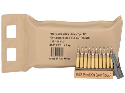 PMC X-Tac 5.56 NATO Ammo 62gr Green Tip LAP 120 Round Battle Pack