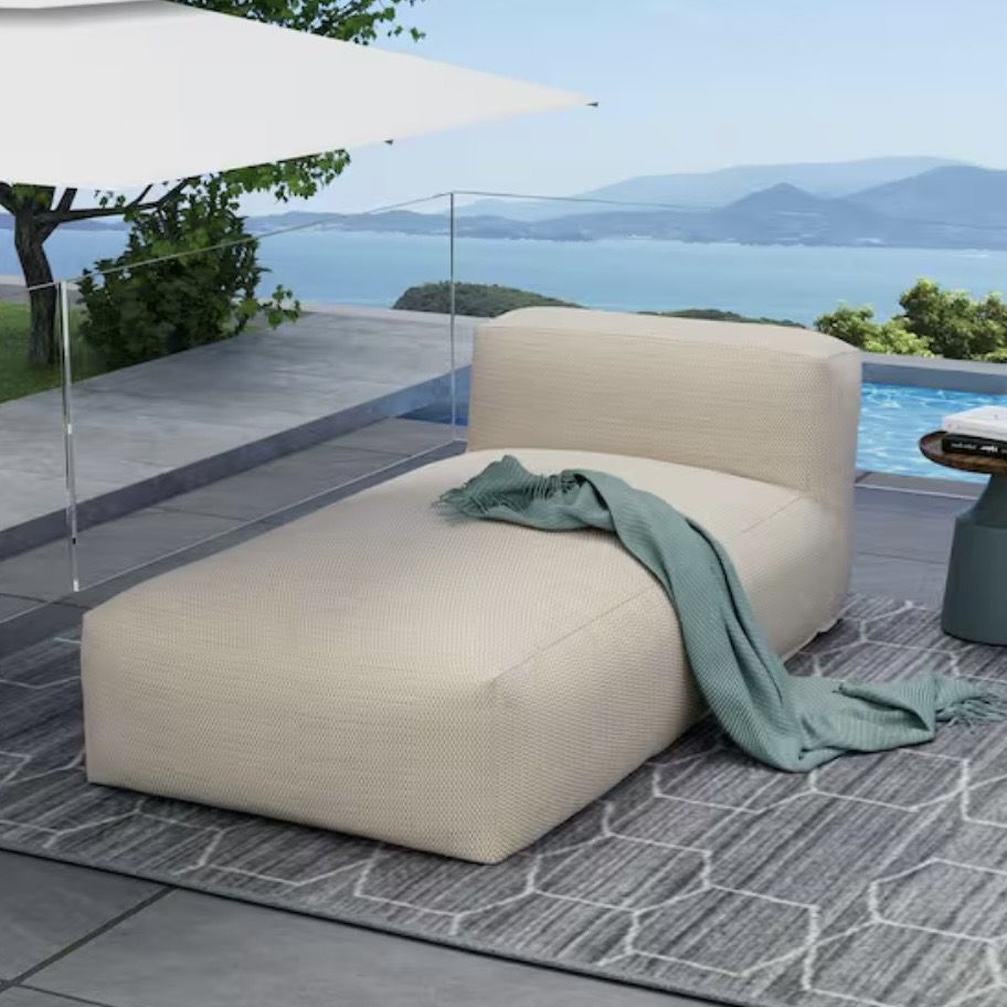 eVita Patio Reclining Lounger with Thick Cushion, Olefin Outdoor Lounge Chair for Balcony, Backyard, Light Orange
