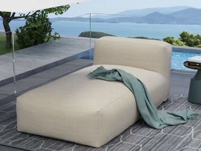 eVita Patio Reclining Lounger with Thick Cushion, Olefin Outdoor Lounge Chair for Balcony, Backyard, Light Orange