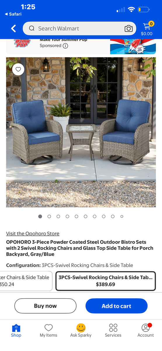 Swivel wicker 3 piece set