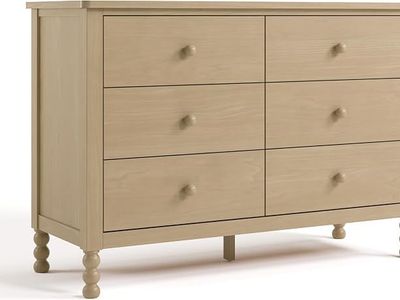 Storkcraft Rio 6 Drawer Dresser, Driftwood | GREENGUARD Gold Certified, Safety Interlocking Drawers