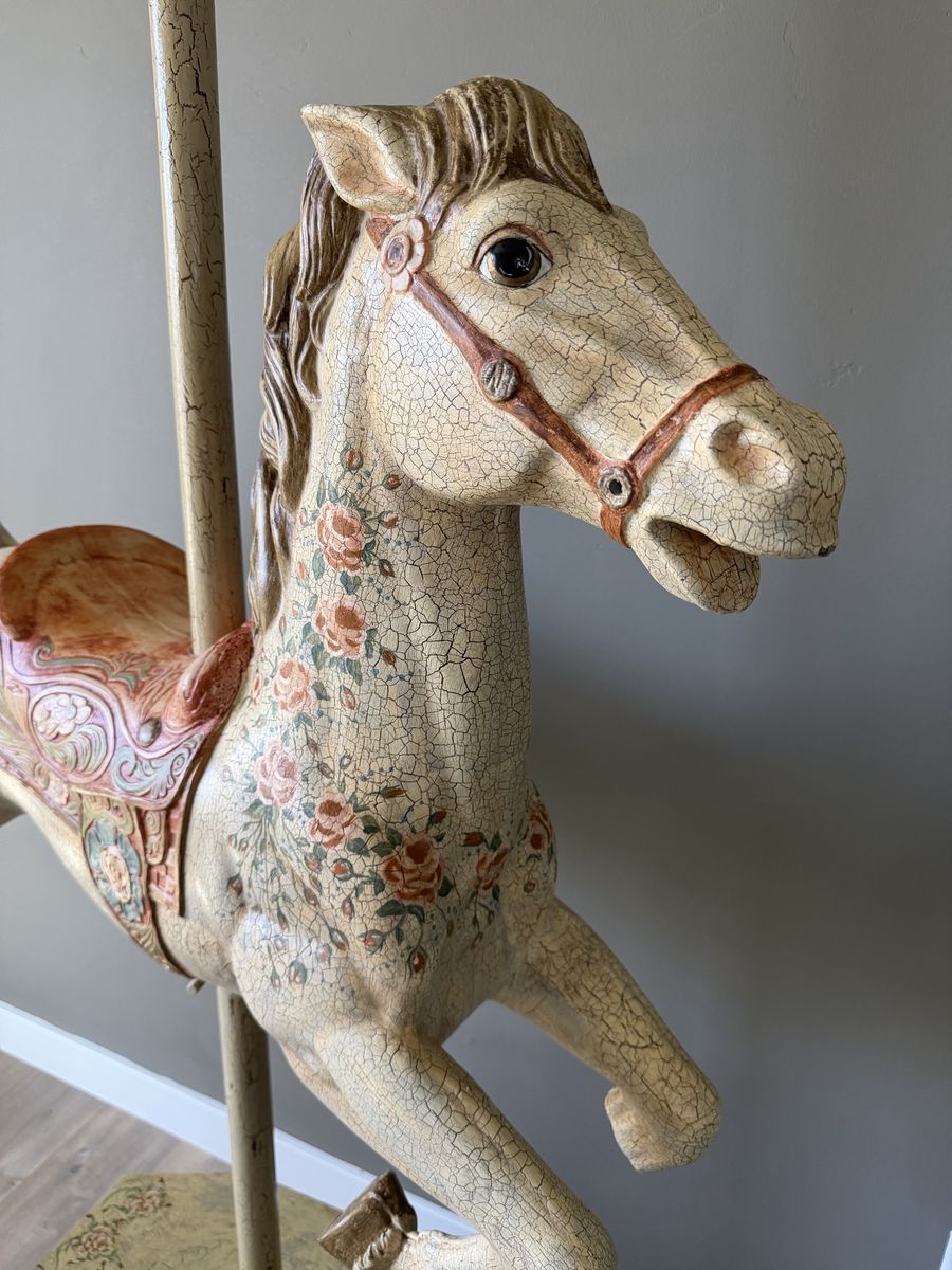 Vintage-Style Carousel Horse Statue, Hand-Painted