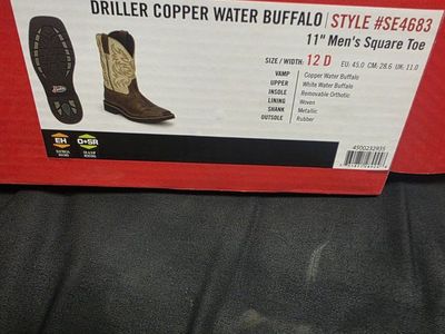 Justin Driller Copper Water Buffalo Men's Western Boots Size 12 D SE4683