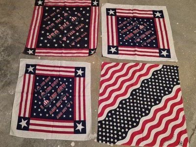 4 Americana Bandanas - Red, White, & Blue Patriotic Handkerchiefs