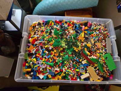 Huge Lot of Genuine LEGO Pieces – 69 Quart Storage Bin – Mixed Bricks, Plants, Specialty Parts