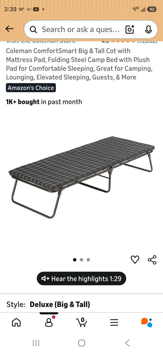 camping cot low profile