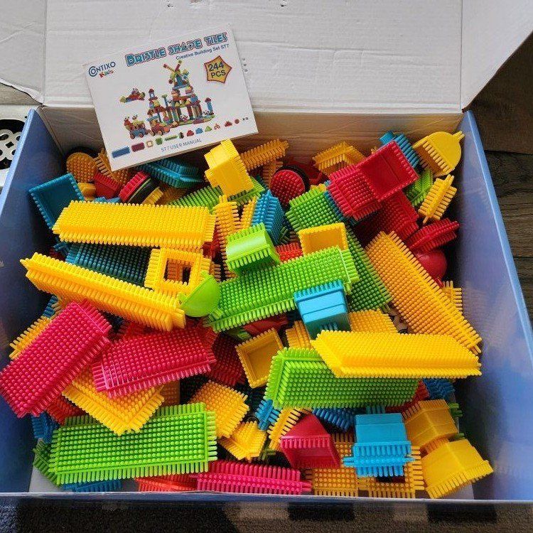 Contixo Bristle Shape STEM Blocks Set, 244 Pcs, Ages 3+, Educational Building Toy