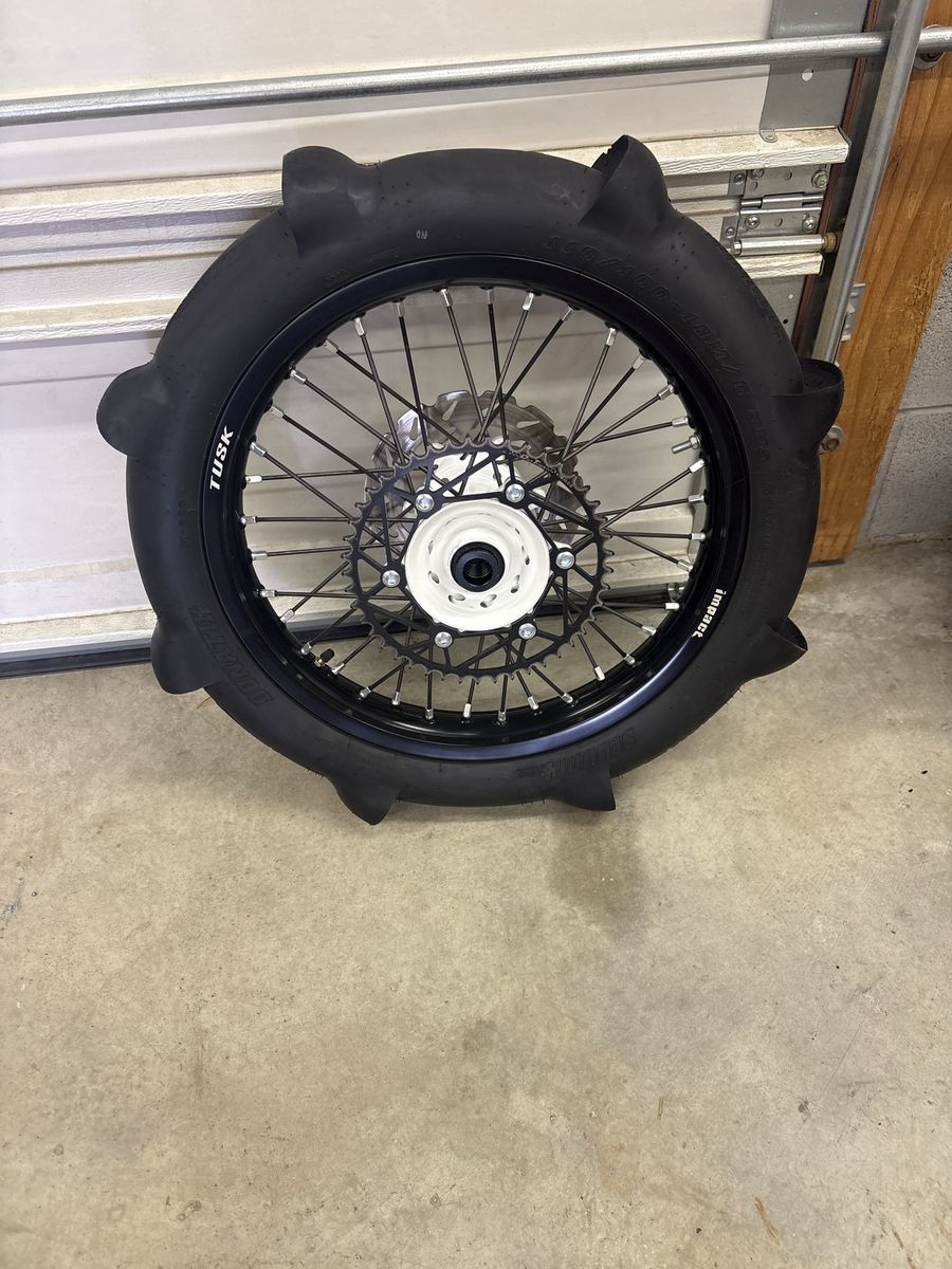 Tusk Impact Motorcycle Sand Paddle Tire and Wheel Assembly - Black/White