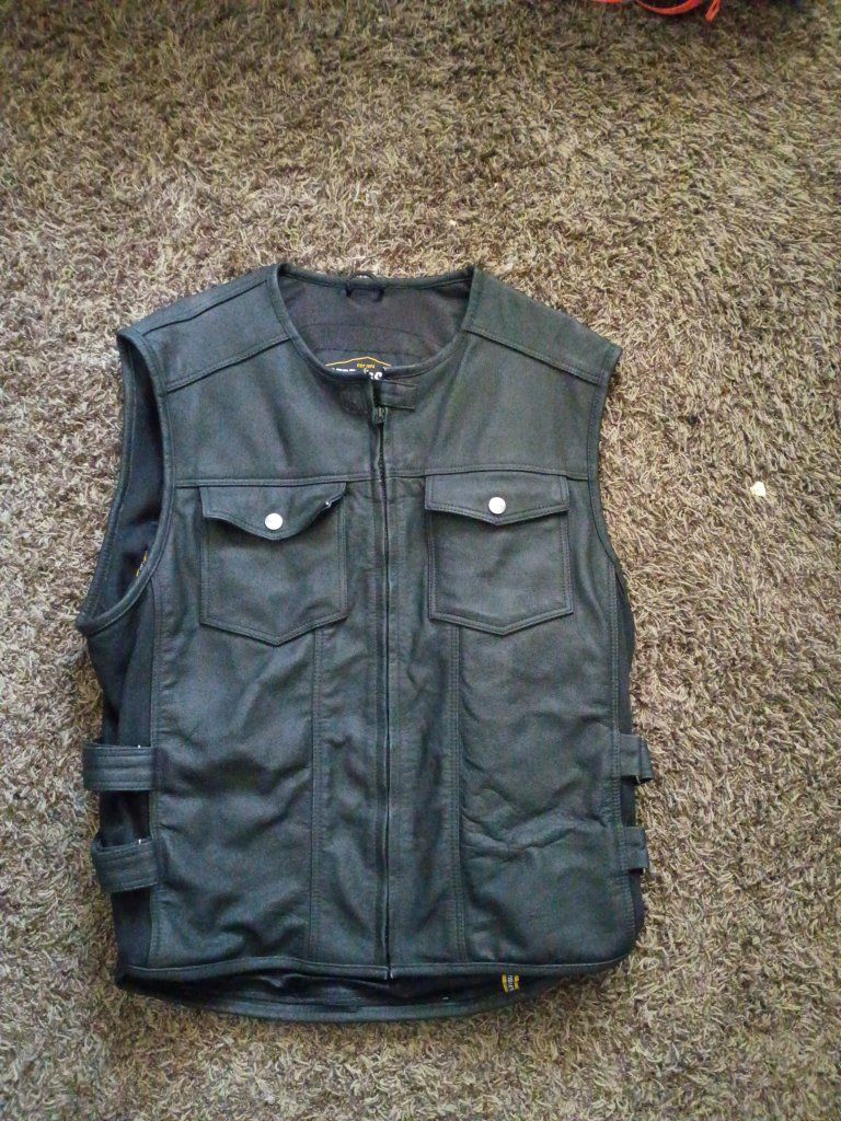 leather motorcycle vest authentic