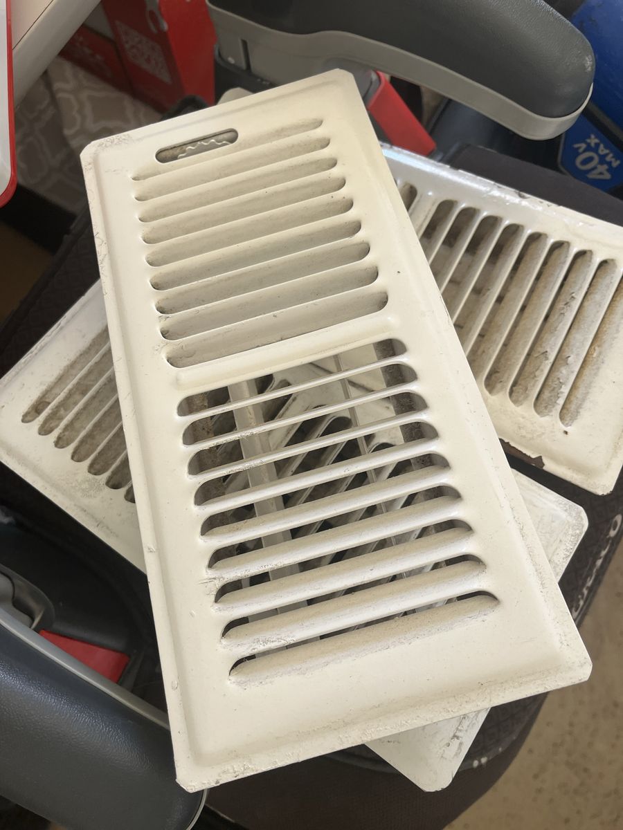 Lot of Used White Metal Floor Register Vents HVAC Air Vents
