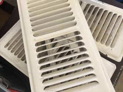 Lot of Used White Metal Floor Register Vents HVAC Air Vents