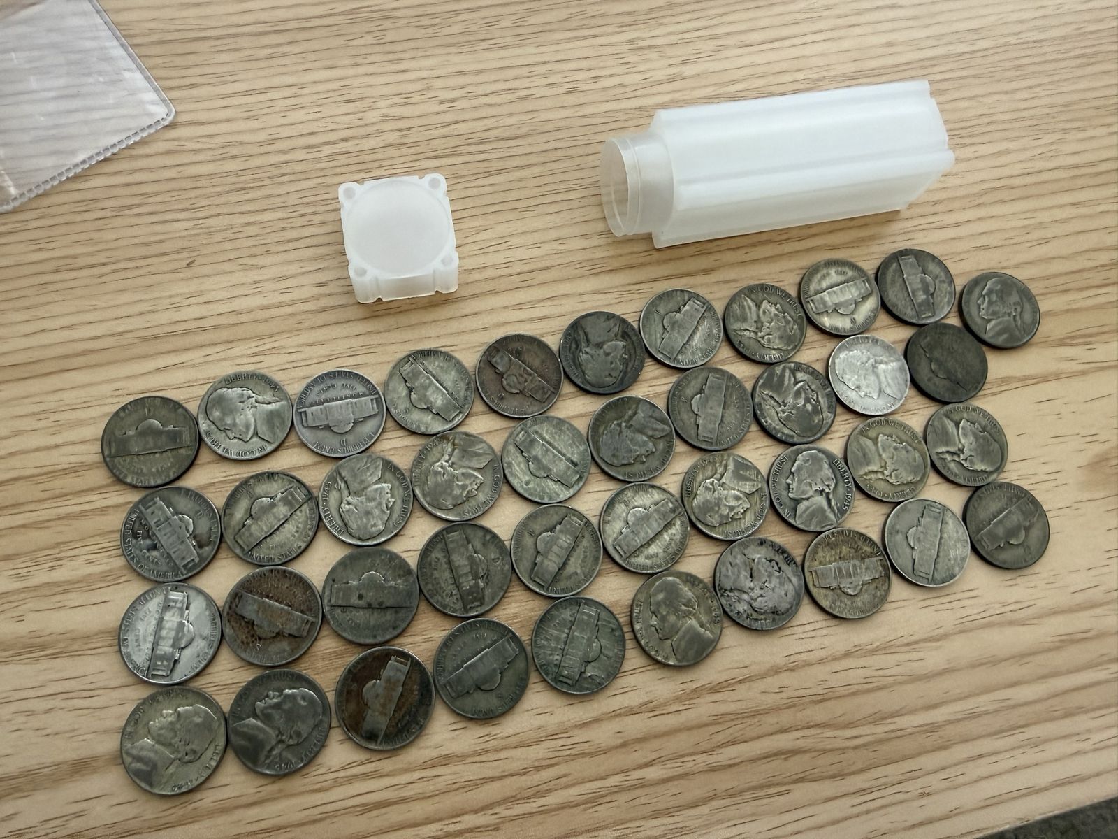 Roll of 41 silver war nickels with tube 