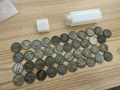 Roll of 41 silver war nickels with tube