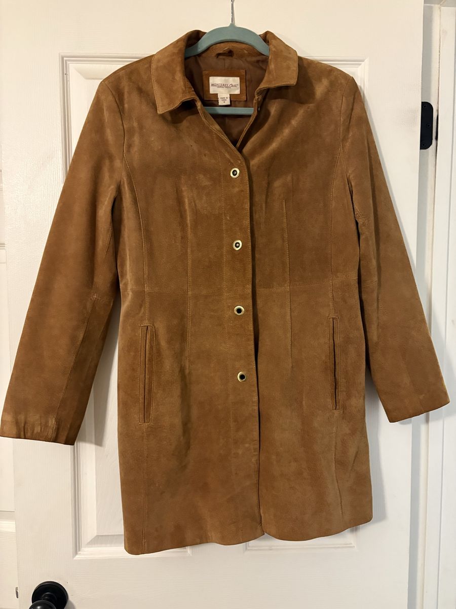 Monterey Bay Clothing Co. Brown Suede Leather Long Jacket Size 10