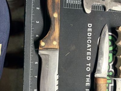 Handmade Fixed Blade Knife with Wood Handle and Brass Pins - Unique Craftsmanship