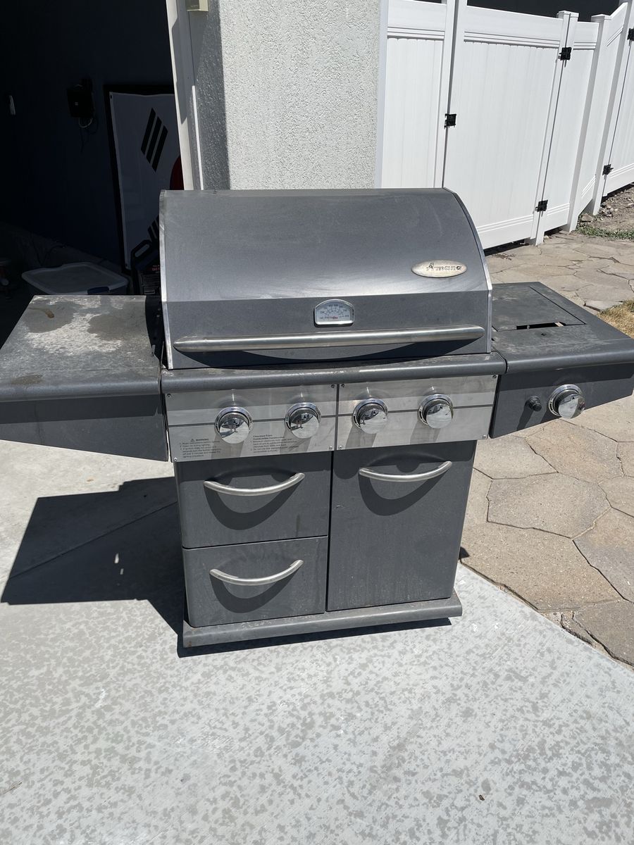 Amana 4-Burner Gas Grill with Side Burner and Storage Cabinet
