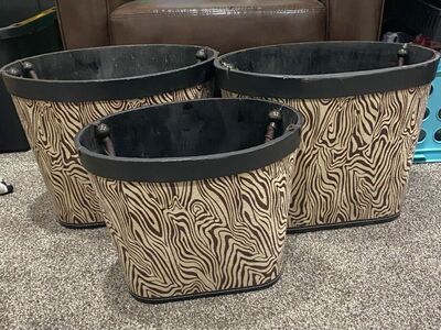 3 Piece Zebra Printed Bins