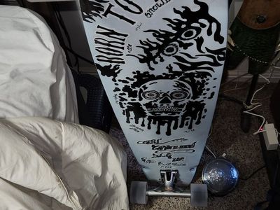 Custom Painted Longboard Skateboard with Demon Girl Graphic and Skull Art