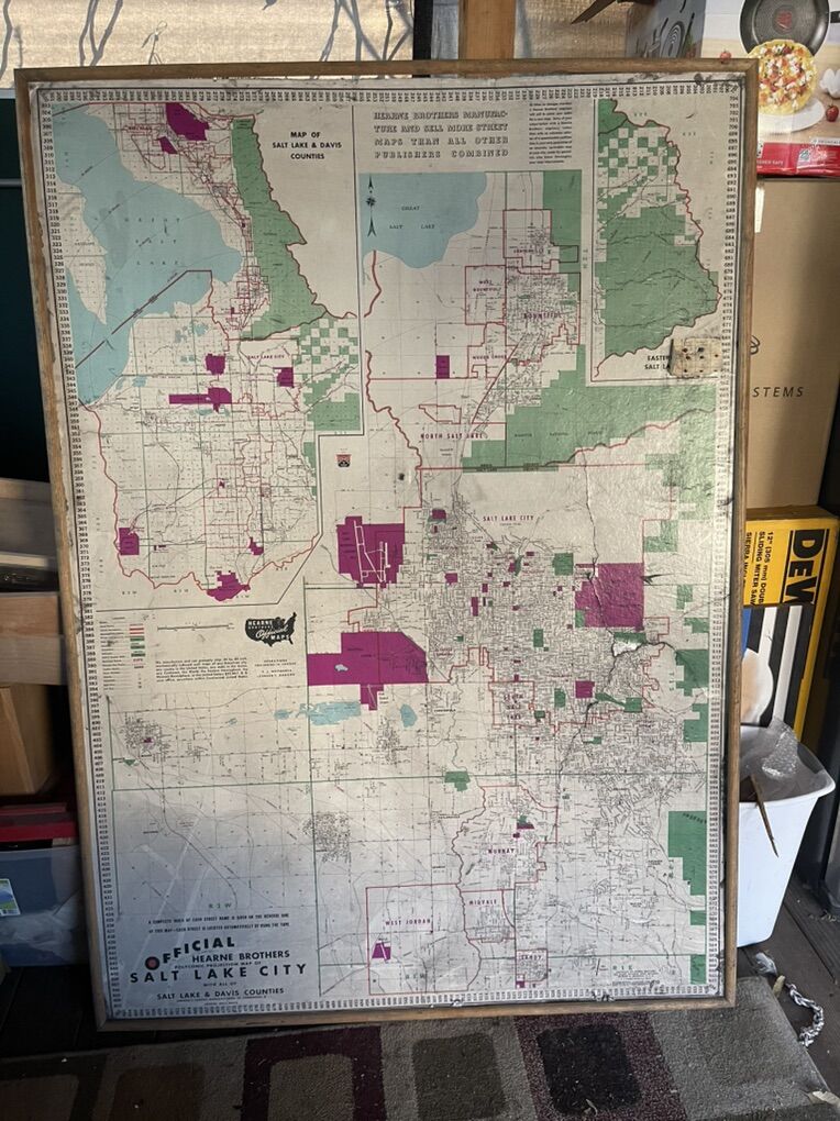 1950's Hearne Bros.polyconic Map SaltLake and Davi