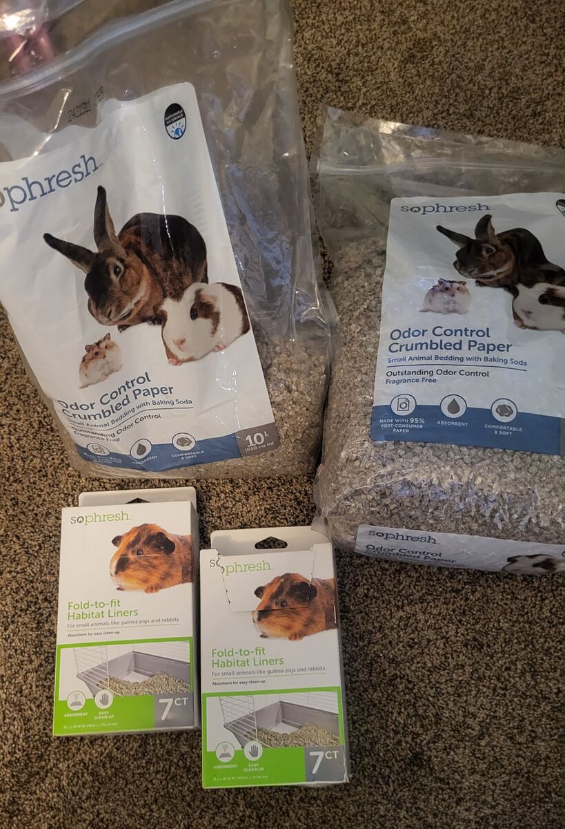 Small animal cage liners and odor control crumpled paper