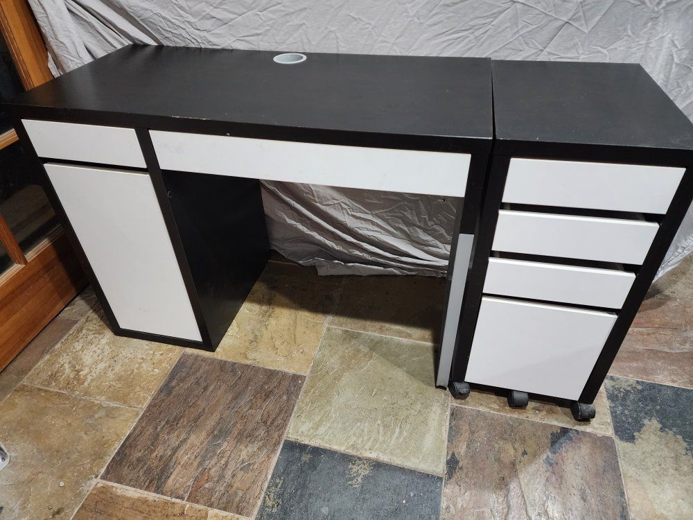 IKEA Micke Desk and Filing Cabnet
