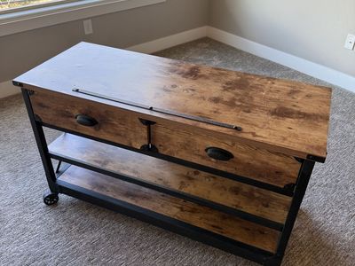 Rustic Industrial TV Stand / Entertainment Center – Good Condition