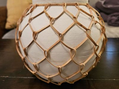 Ceramic vase with leather weaving, new!