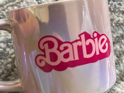 Pink opalescent Barbie mug cup