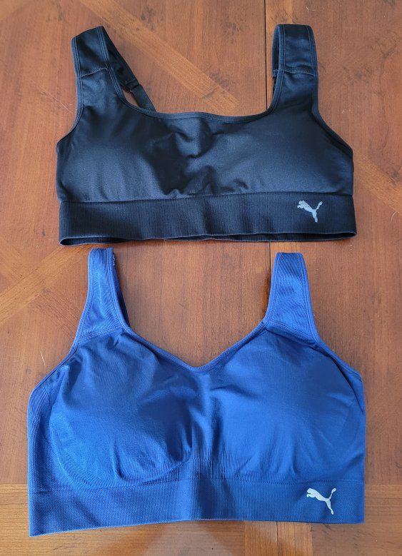 2 XL Puma Sports Bra Tops Black and Blue