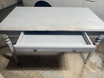 Hand-Painted Solid Wood Writing Desk - Light Blue, Single Drawer