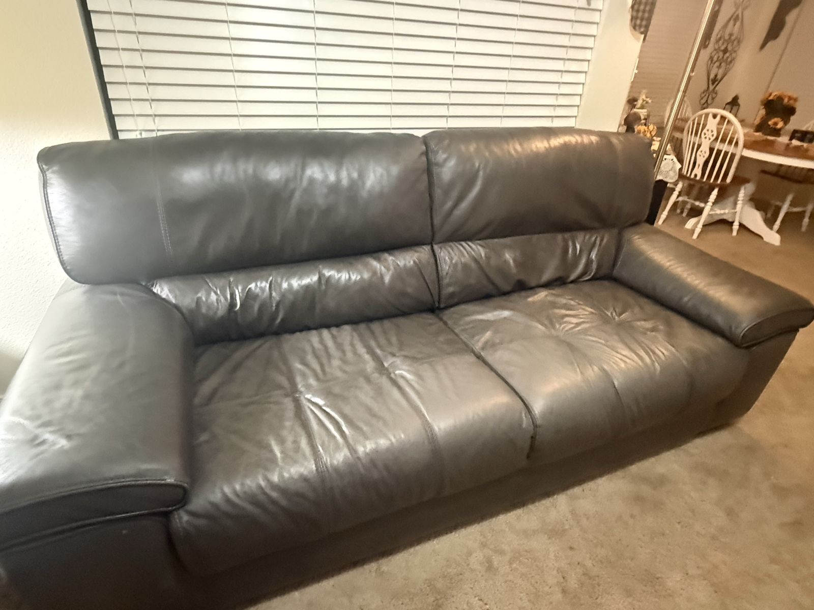  Stylish Dark Gray Leather Couch — Great Deal!
