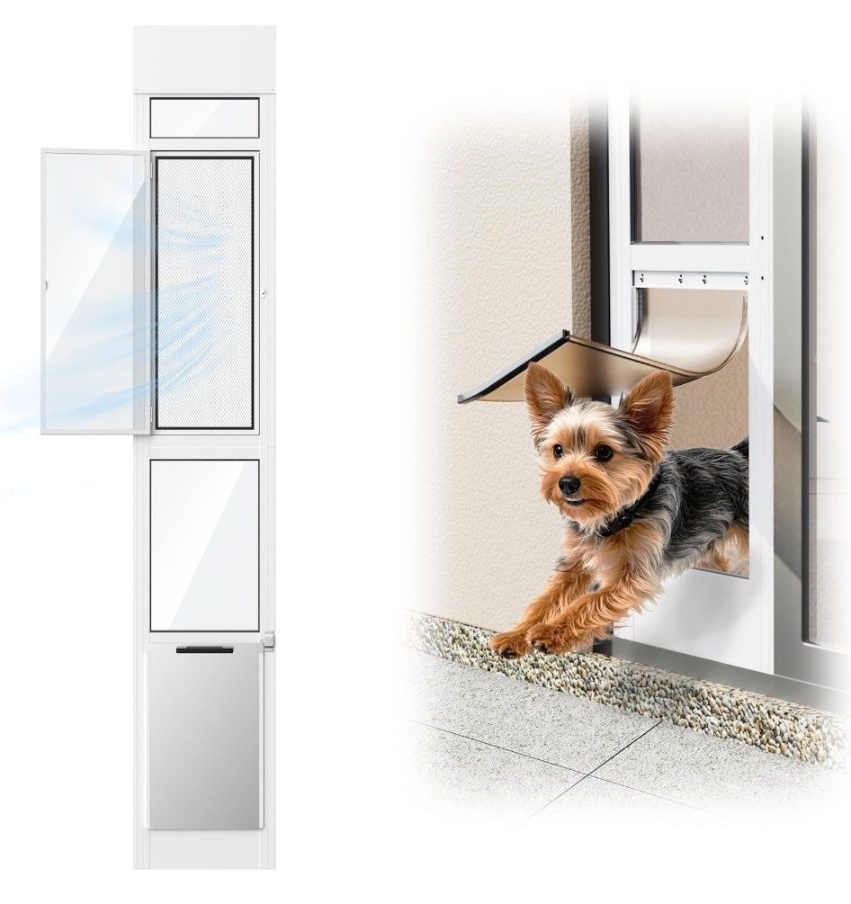 Doggy Door for Sliding Glass Door, Adjustable Height 75 3/5" to 80"