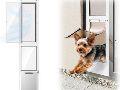 Doggy Door for Sliding Glass Door, Adjustable Height 75 3/5" to 80"
